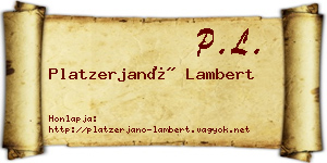 Platzerjanó Lambert névjegykártya